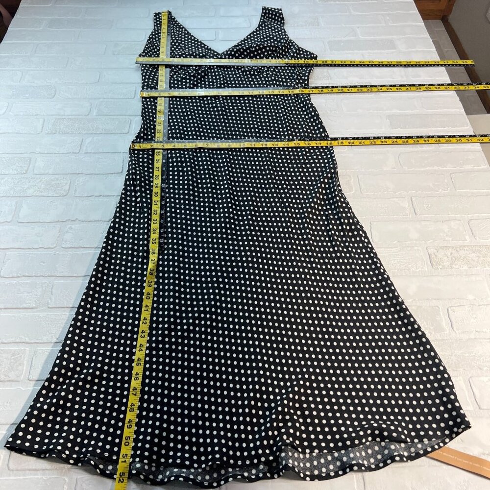 Reformation Beauden Midi Dress Womens 1X Black Polka Caviar Dot Ruched Crepe NEW - Picture 2 of 16